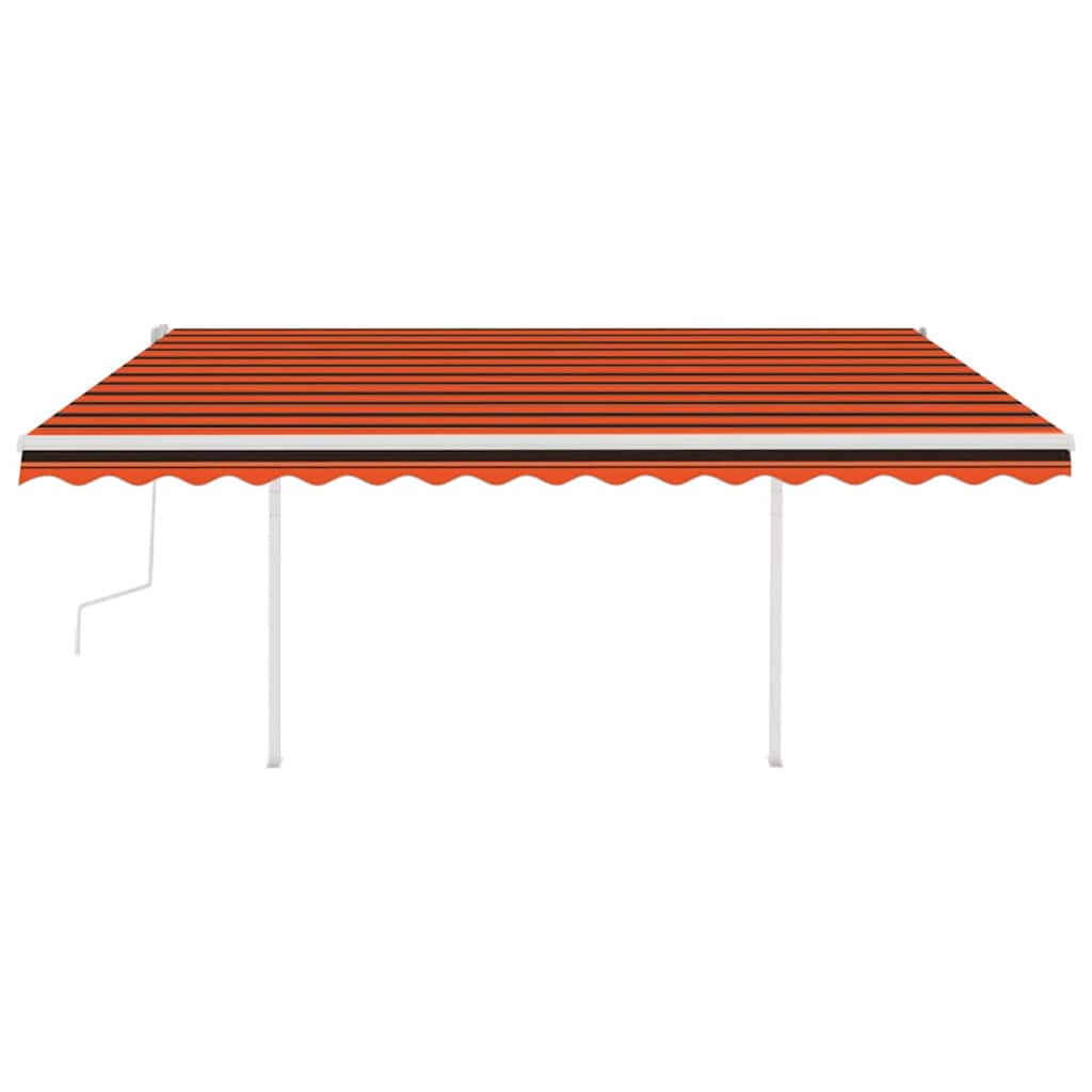 vidaXL Markise Manuell Einziehbar mit LED 4,5x3,5 m Orange & Braun