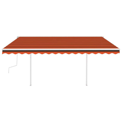 vidaXL Markise Manuell Einziehbar mit LED 4,5x3,5 m Orange & Braun