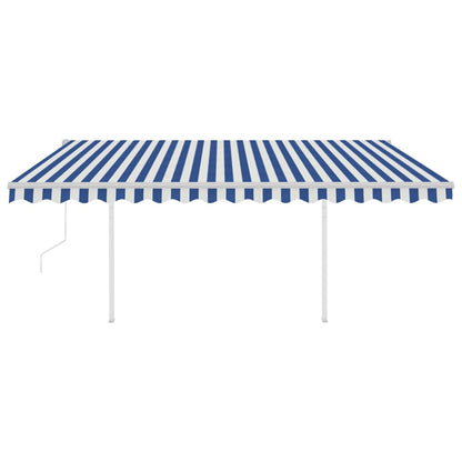 vidaXL Store latéral rétractable avec poteaux 4,5x3,5 m Bleu et Blanc