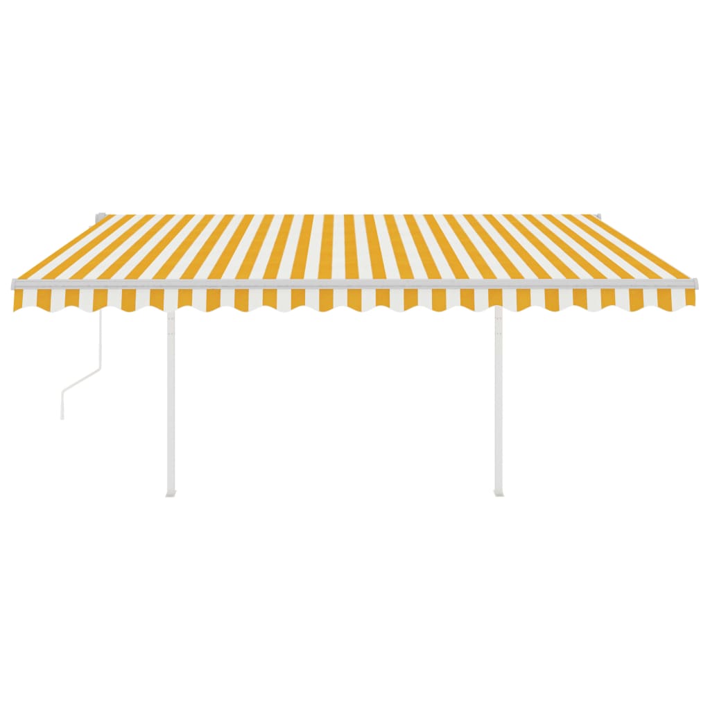 vidaXL Store Latéral Enroulable avec Poteau 4,5x3,5 m Jaune et Blanc