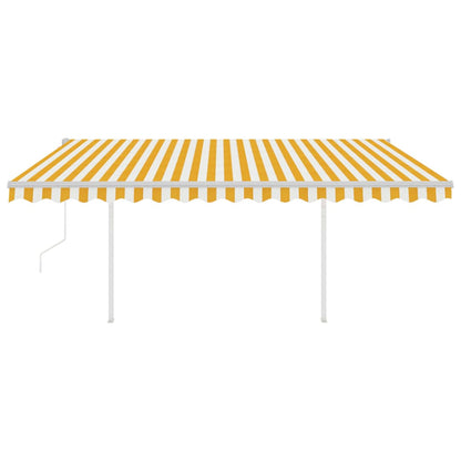 vidaXL Store Latéral Enroulable avec Poteau 4,5x3,5 m Jaune et Blanc