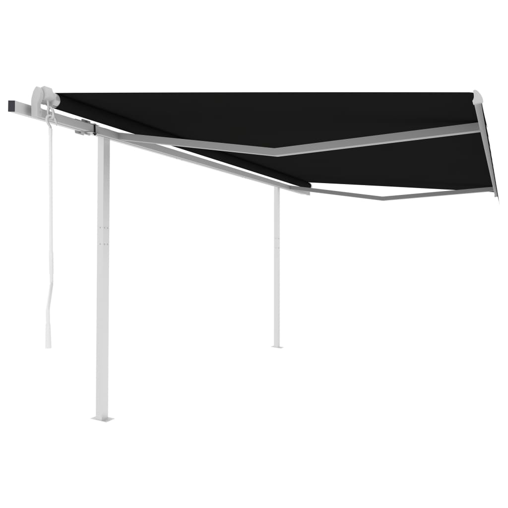 vidaXL Auvent Rétractable Automatique avec Poteau 4,5x3,5 m Anthracite