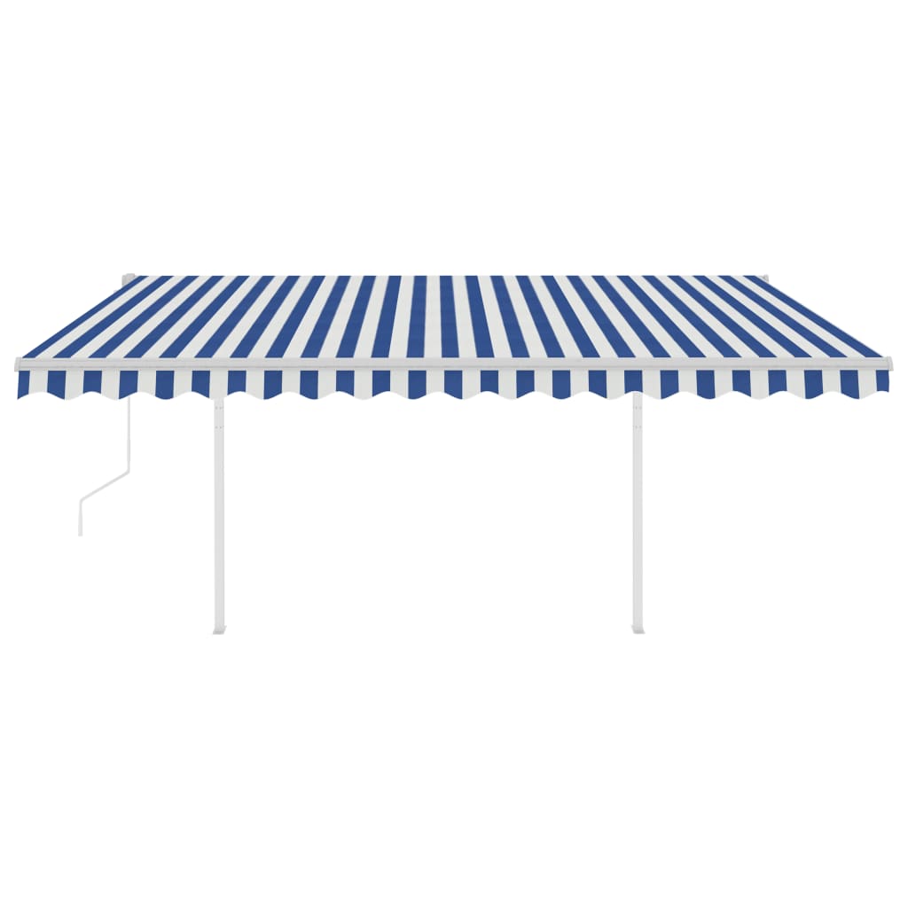 vidaXL Auvent banne automatique avec LED et capteur de vent 4,5x3,5 m bleu blanc