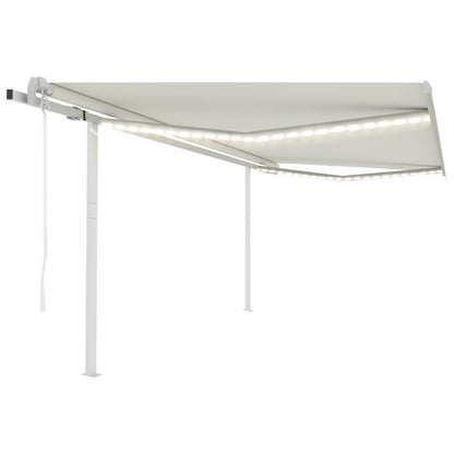 vidaXL Store banne automatique avec LED et capteur de vent 4,5x3,5 m Crème