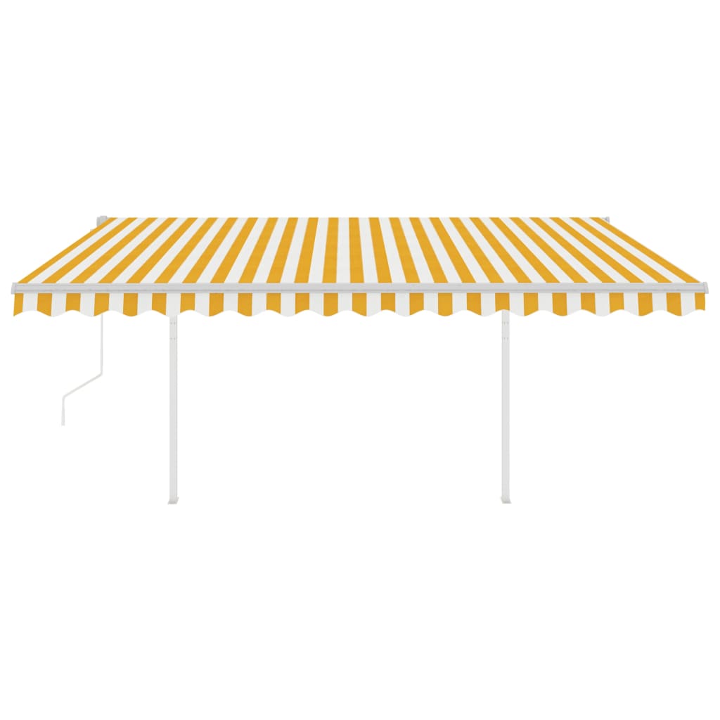 Store banne motorisé vidaXL avec LED et capteur de vent 4,5x3,5 m Jaune Blanc