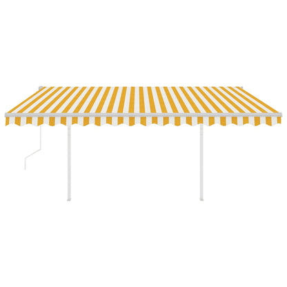 Store banne motorisé vidaXL avec LED et capteur de vent 4,5x3,5 m Jaune Blanc