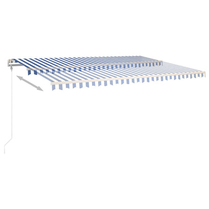 vidaXL Auvent manuel rétractable avec poteaux 5x3,5 m Bleu et blanc