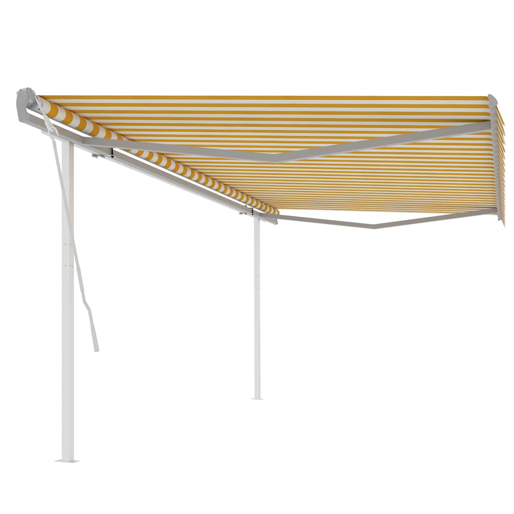 vidaXL Auvent manuel rétractable avec poteaux 5x3,5 m Jaune et Blanc