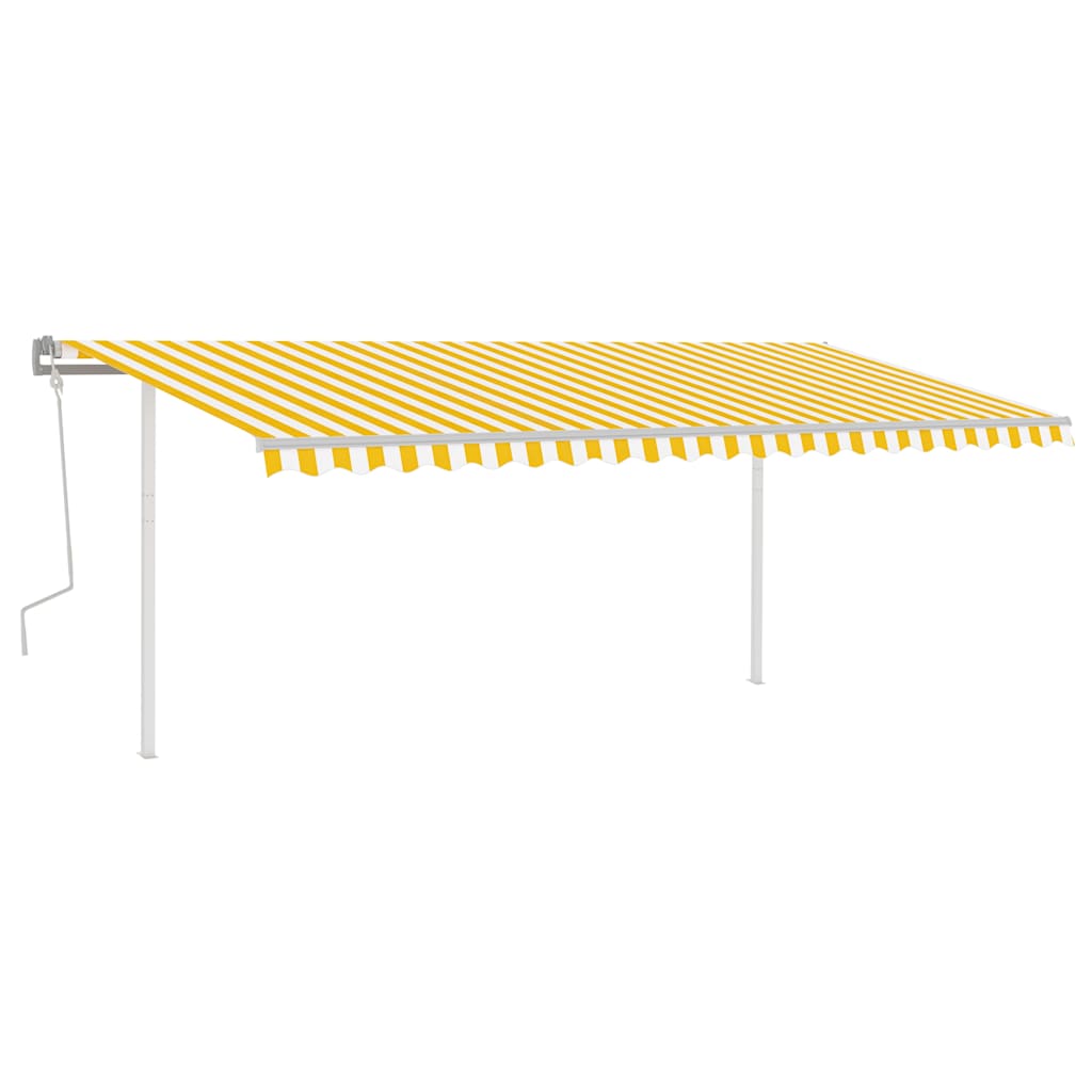vidaXL Auvent manuel rétractable avec poteaux 5x3,5 m Jaune et Blanc
