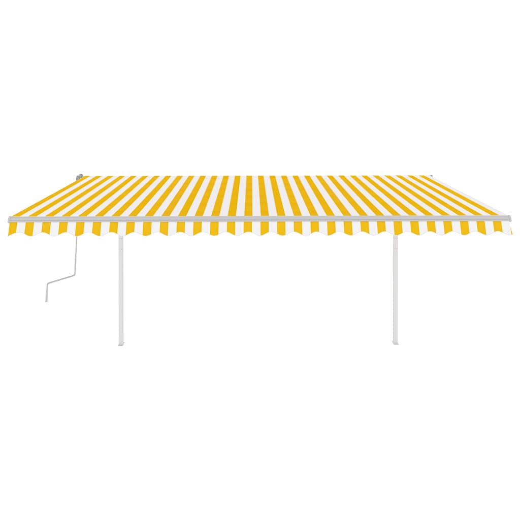vidaXL Auvent manuel rétractable avec poteaux 5x3,5 m Jaune et Blanc