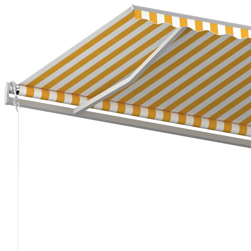 vidaXL Auvent manuel rétractable avec poteaux 5x3,5 m Jaune et Blanc