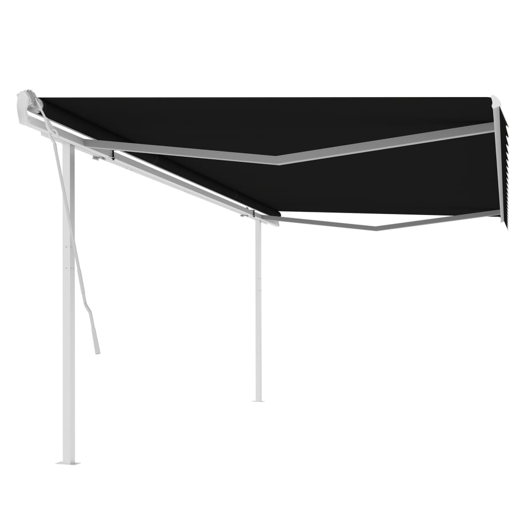 vidaXL Auvent manuel rétractable avec poteaux 5x3,5 m Anthracite