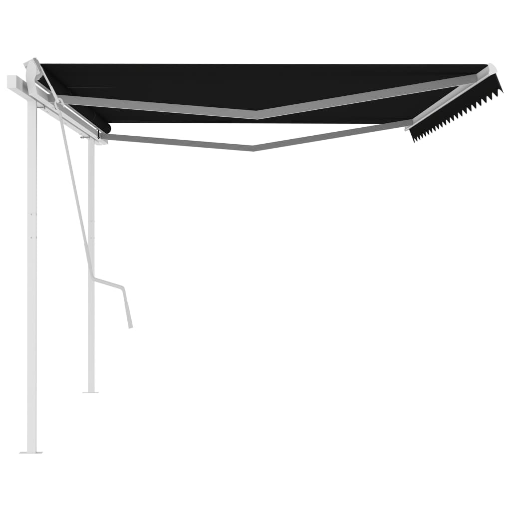 vidaXL Auvent manuel rétractable avec poteaux 5x3,5 m Anthracite