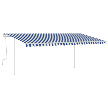 vidaXL Store manuel rétractable à LED 5x3,5 m bleu et blanc