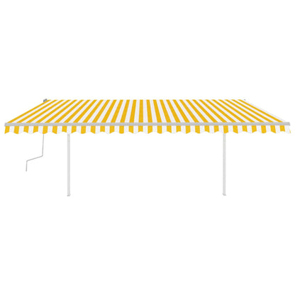 vidaXL Store Banne Manuel Rétractable avec LED 5x3,5 m Jaune et Blanc