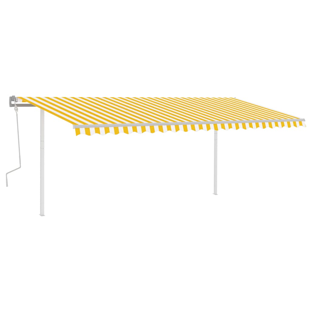 vidaXL Store Banne Manuel Rétractable avec LED 5x3,5 m Jaune et Blanc