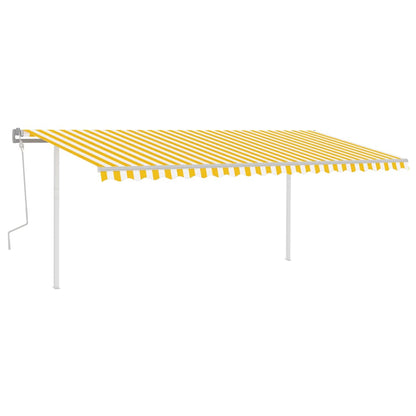 vidaXL Store Banne Manuel Rétractable avec LED 5x3,5 m Jaune et Blanc