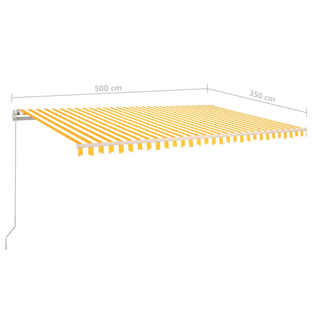 vidaXL Store Banne Manuel Rétractable avec LED 5x3,5 m Jaune et Blanc