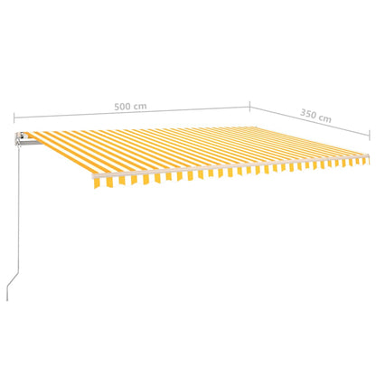 vidaXL Store Banne Manuel Rétractable avec LED 5x3,5 m Jaune et Blanc
