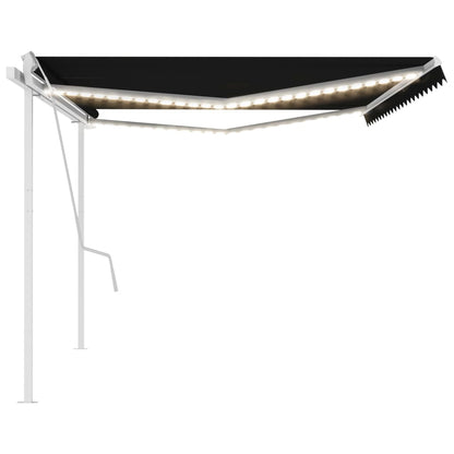 vidaXL Store banne manuel à LED 5x3,5 m anthracite