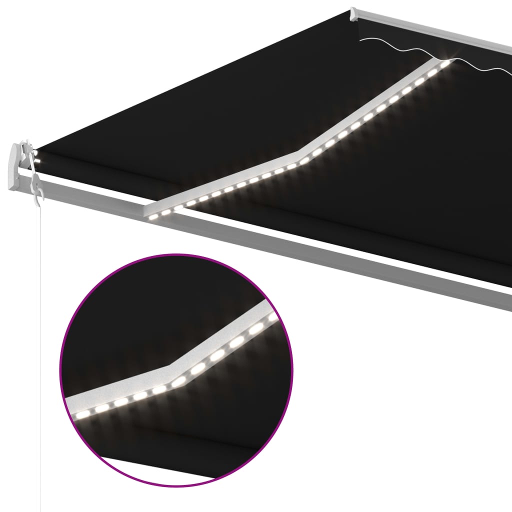 vidaXL Store banne manuel à LED 5x3,5 m anthracite