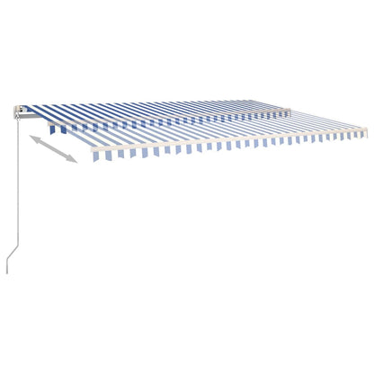 vidaXL Store latéral automatique avec poteaux 5x3,5 m bleu et blanc