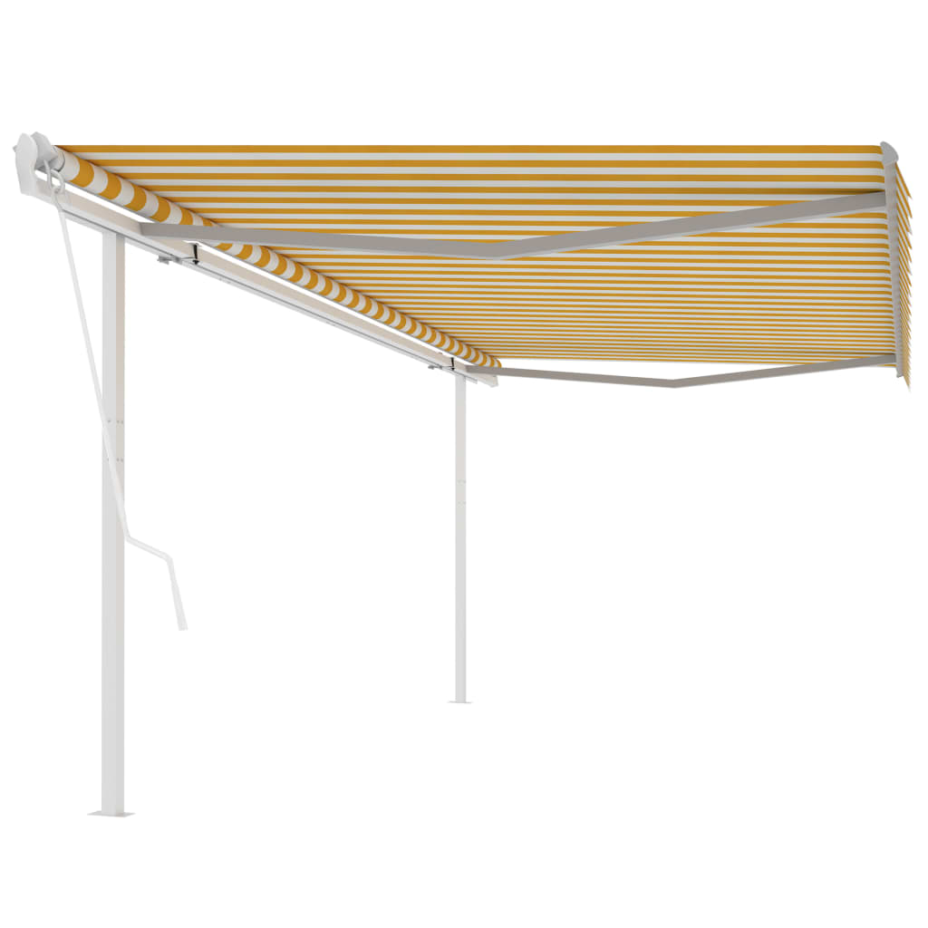 vidaXL Store latéral rétractable avec poteaux 5x3,5 m Jaune et Blanc
