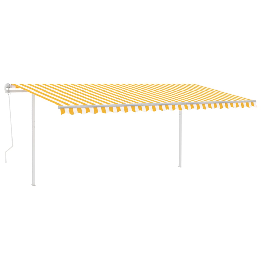 vidaXL Store latéral rétractable avec poteaux 5x3,5 m Jaune et Blanc
