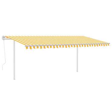 vidaXL Store latéral rétractable avec poteaux 5x3,5 m Jaune et Blanc