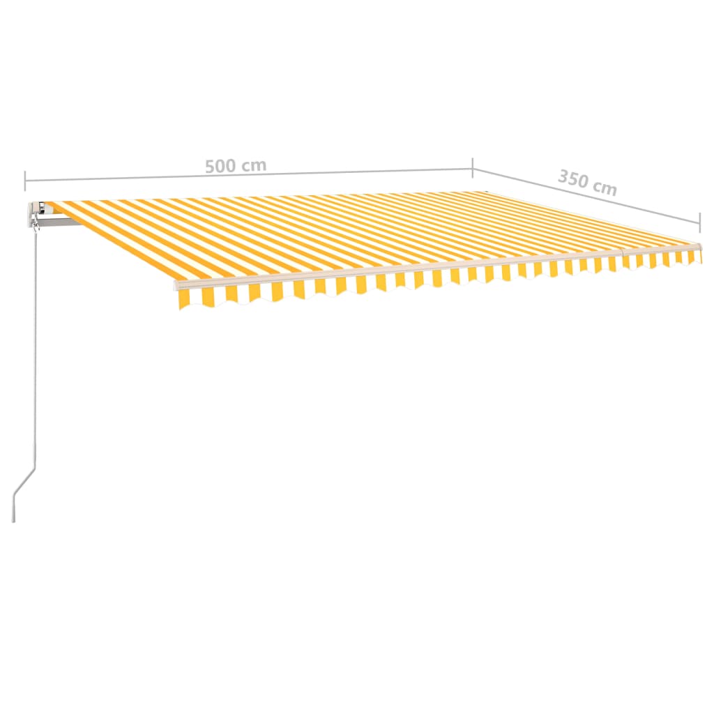 vidaXL Store latéral rétractable avec poteaux 5x3,5 m Jaune et Blanc