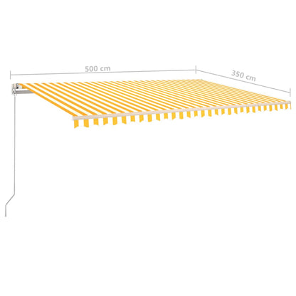 vidaXL Store latéral rétractable avec poteaux 5x3,5 m Jaune et Blanc