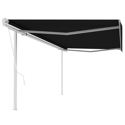 vidaXL Store banne rétractable automatique avec poteaux 5x3,5 m anthracite