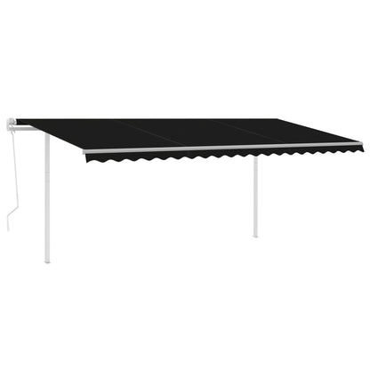 vidaXL Store banne rétractable automatique avec poteaux 5x3,5 m anthracite