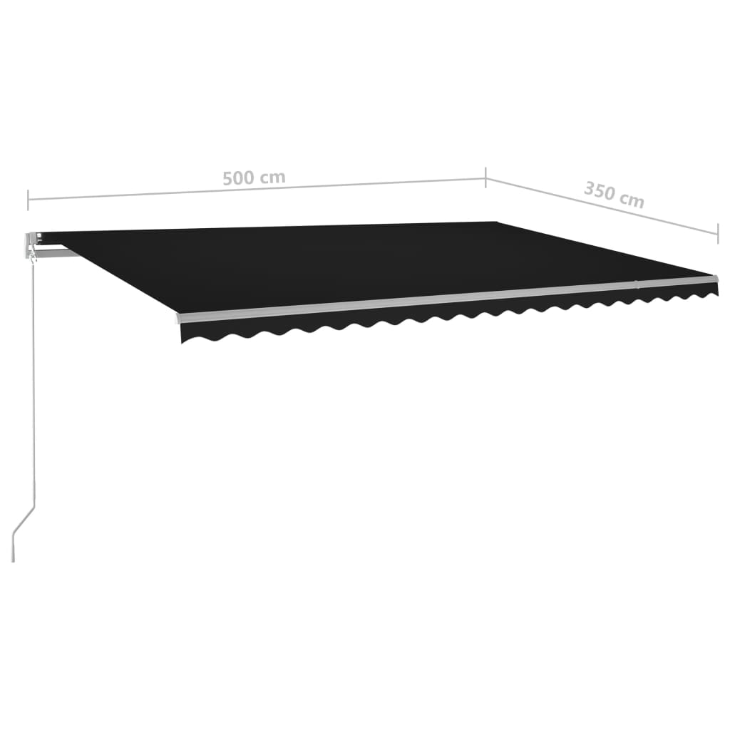 vidaXL Store banne rétractable automatique avec poteaux 5x3,5 m anthracite