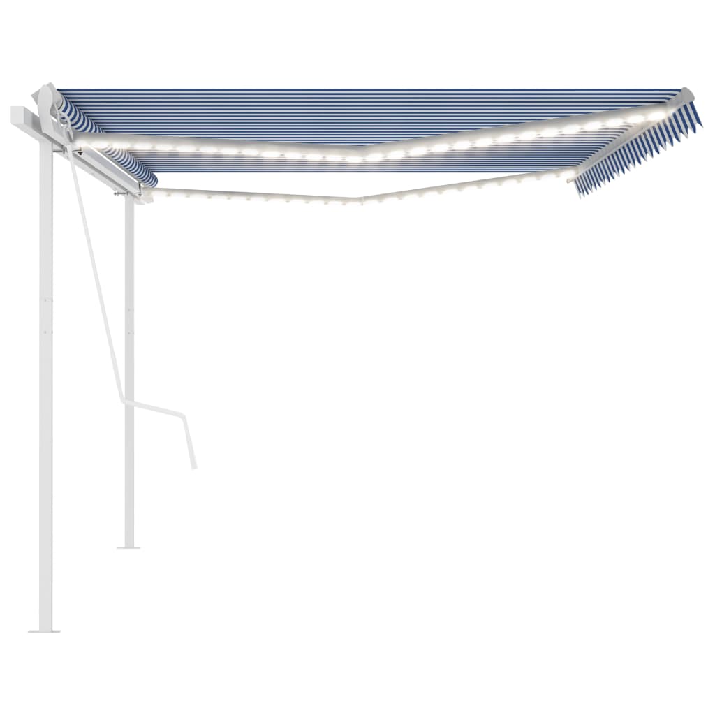 vidaXL Automatische Markise mit LED & Windsensor 5x3,5 m Blau und Weiß