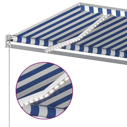 vidaXL Automatische Markise mit LED & Windsensor 5x3,5 m Blau und Weiß
