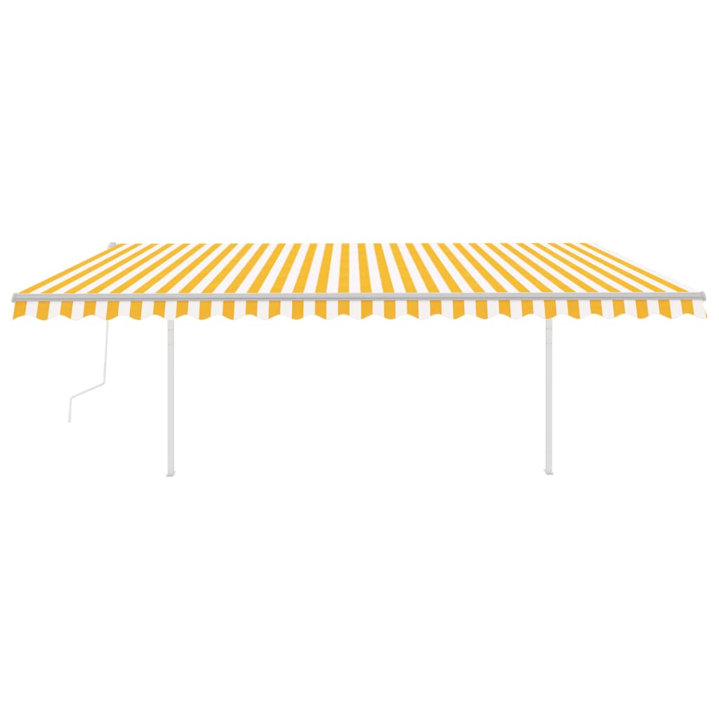 vidaXL Store banne électrique avec LED et capteur de vent 5x3,5 m Jaune et Blanc