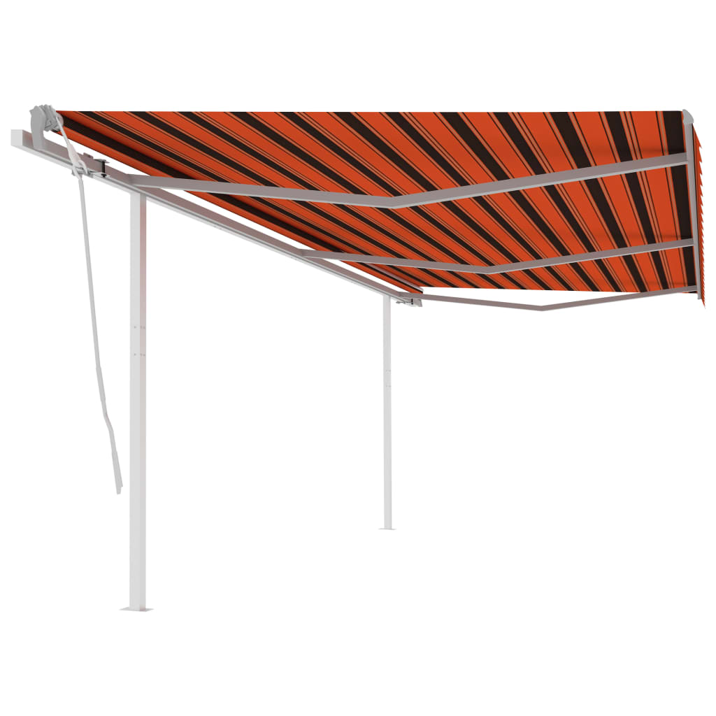 vidaXL Markise Manuell Einziehbar mit Pfosten 6x3,5 m Orange & Braun
