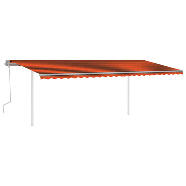 vidaXL Markise Manuell Einziehbar mit Pfosten 6x3,5 m Orange & Braun