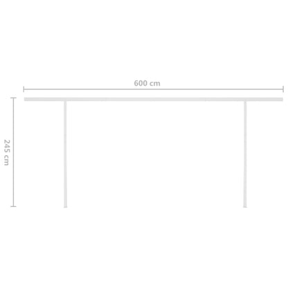 vidaXL Markise Manuell Einziehbar mit Pfosten 6x3,5 m Orange & Braun