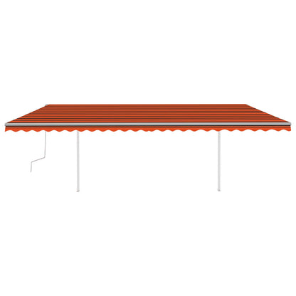 vidaXL Markise Manuell Einziehbar mit Pfosten 6x3,5 m Orange & Braun