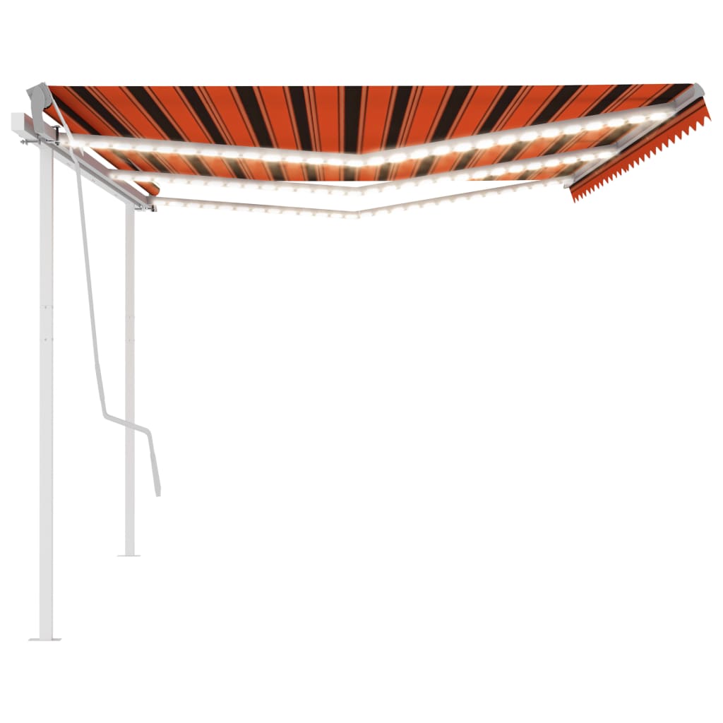 vidaXL Markise Manuell Einziehbar mit LED 6x3,5 m Orange und Braun