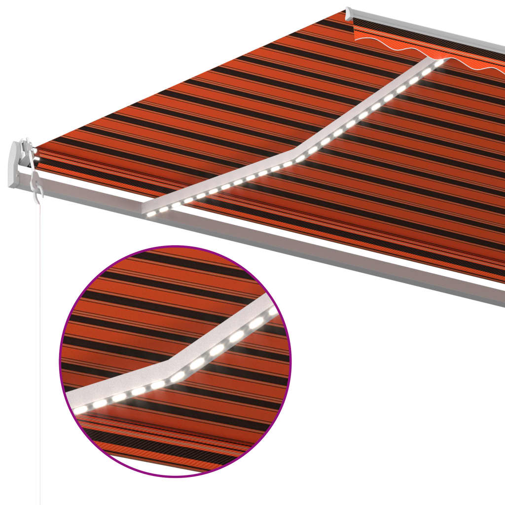 vidaXL Markise Manuell Einziehbar mit LED 6x3,5 m Orange und Braun