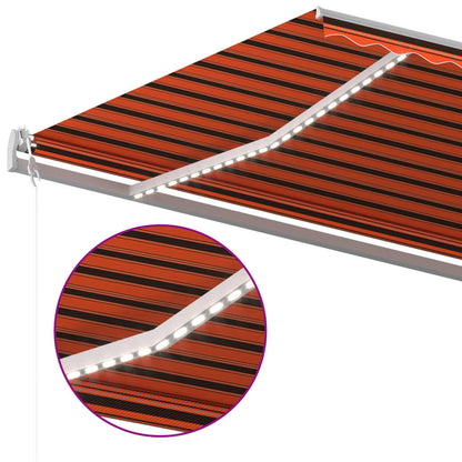 vidaXL Markise Manuell Einziehbar mit LED 6x3,5 m Orange und Braun