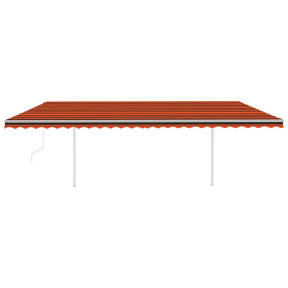 vidaXL Markise Automatisch Einziehbar mit Pfosten 6x3,5 m Orange Braun