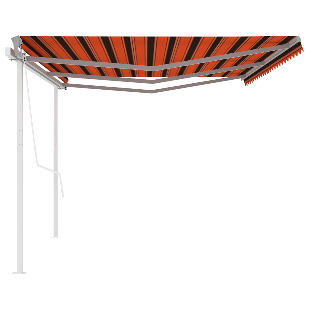 vidaXL Markise Automatisch Einziehbar mit Pfosten 6x3,5 m Orange Braun