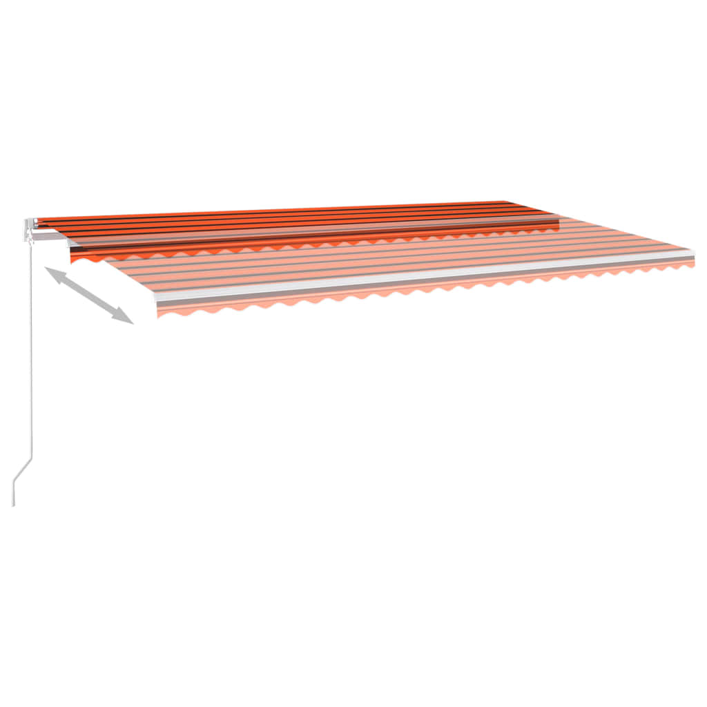 vidaXL Markise Automatisch Einziehbar mit Pfosten 6x3,5 m Orange Braun