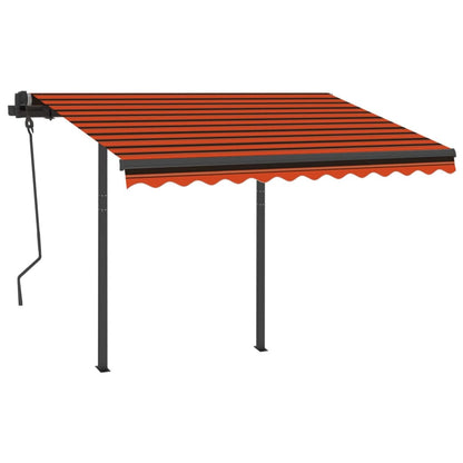 vidaXL Markise Manuell Einziehbar mit Pfosten 3x2,5 m Orange Braun