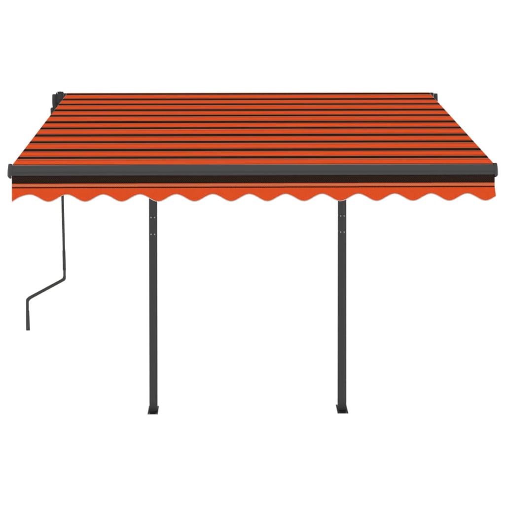 vidaXL Markise Manuell Einziehbar mit Pfosten 3x2,5 m Orange Braun