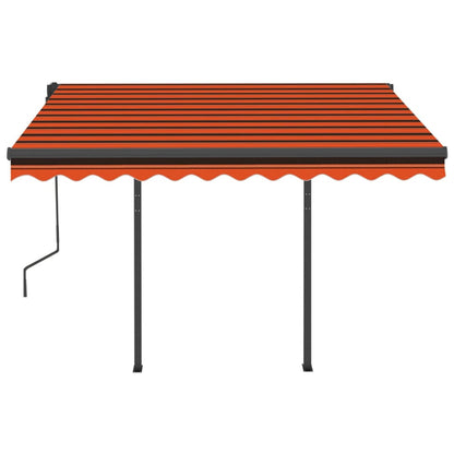 vidaXL Markise Manuell Einziehbar mit Pfosten 3x2,5 m Orange Braun